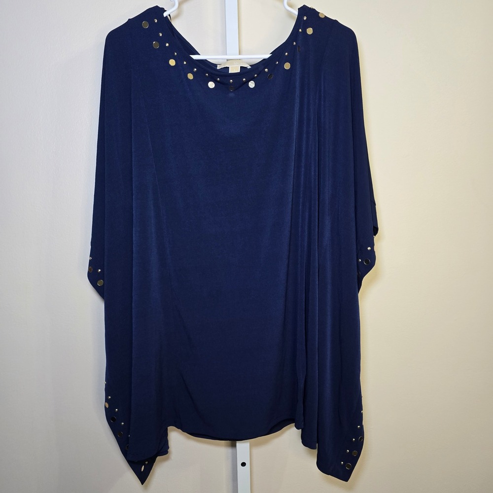 Michael Kors Women's‎ Blue Studded Poncho Top Blouse Size L